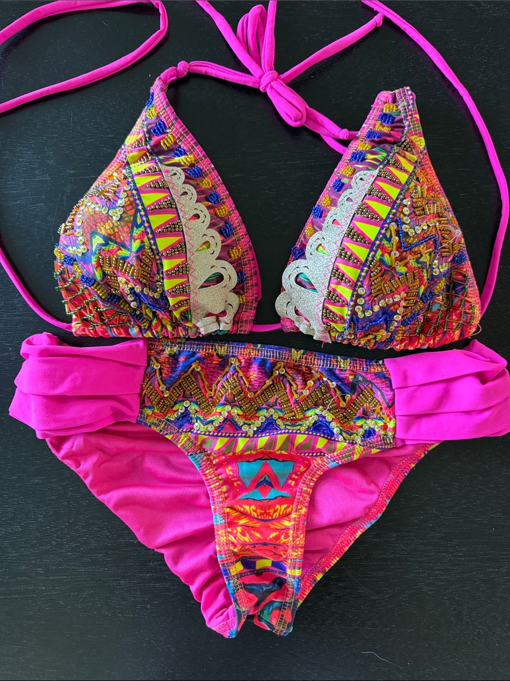 Pink Patterned One-Piece Swimsuit